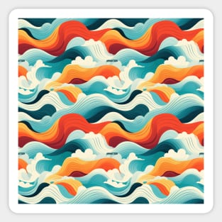 Ephemeral Crests: Hokusai Waves Reimagined Sticker